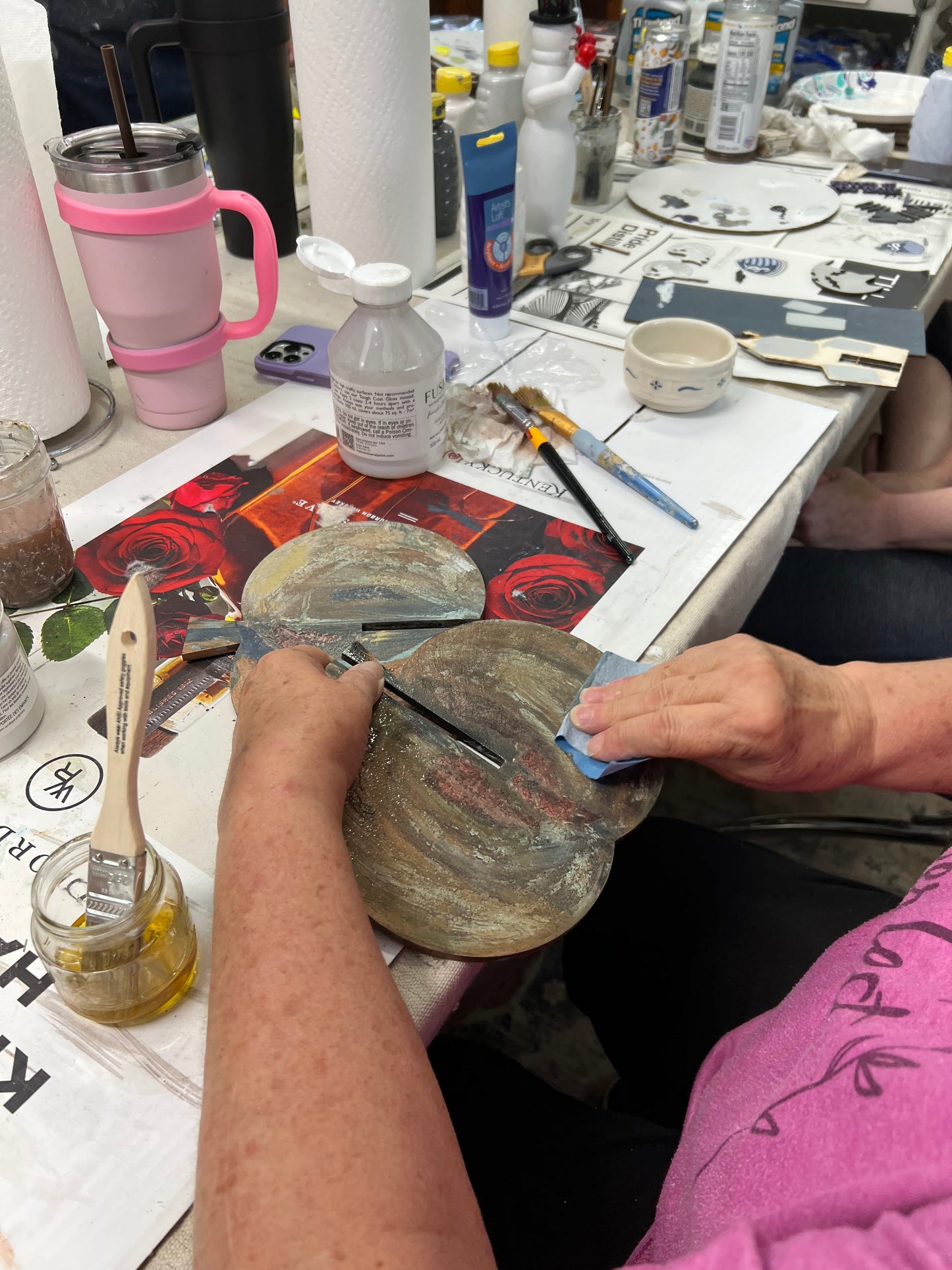 Creating Crusty Goodness on 3D Standing Pumpkins Using Mixed Media!