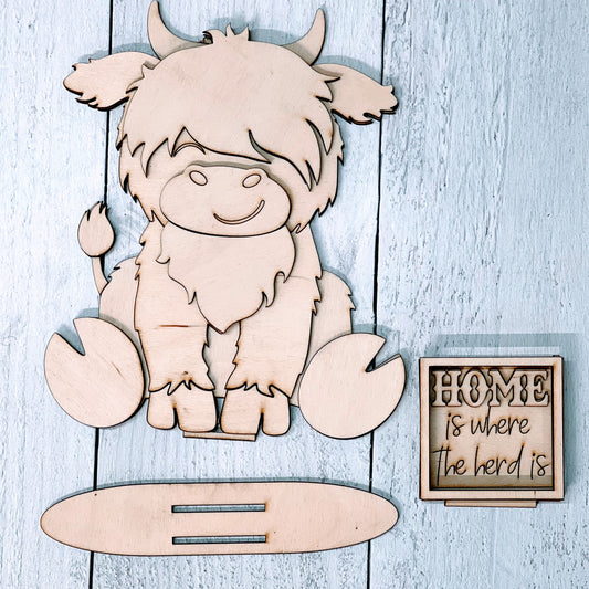 Wood Blanks Highlander Cow Mini Frame