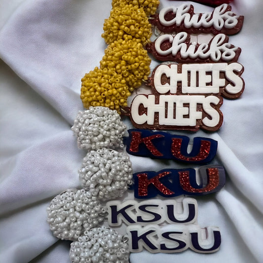 Beaded Pom Pom Team Earrings