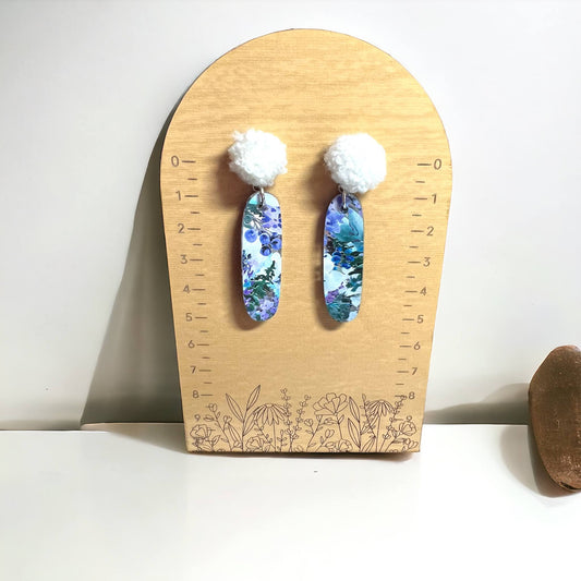 Purple Flowers/ Silver Mirrored Lavendar Pom Pom