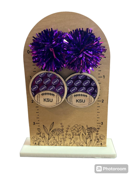 KSU Wood and Acrylic Earrings