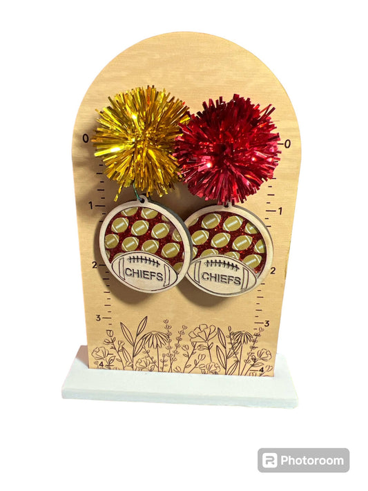 Chiefs Wood And Acrylic Earrings