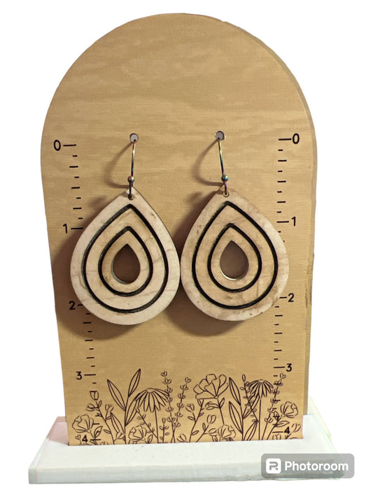 Light Wood Tear Drop Earrings