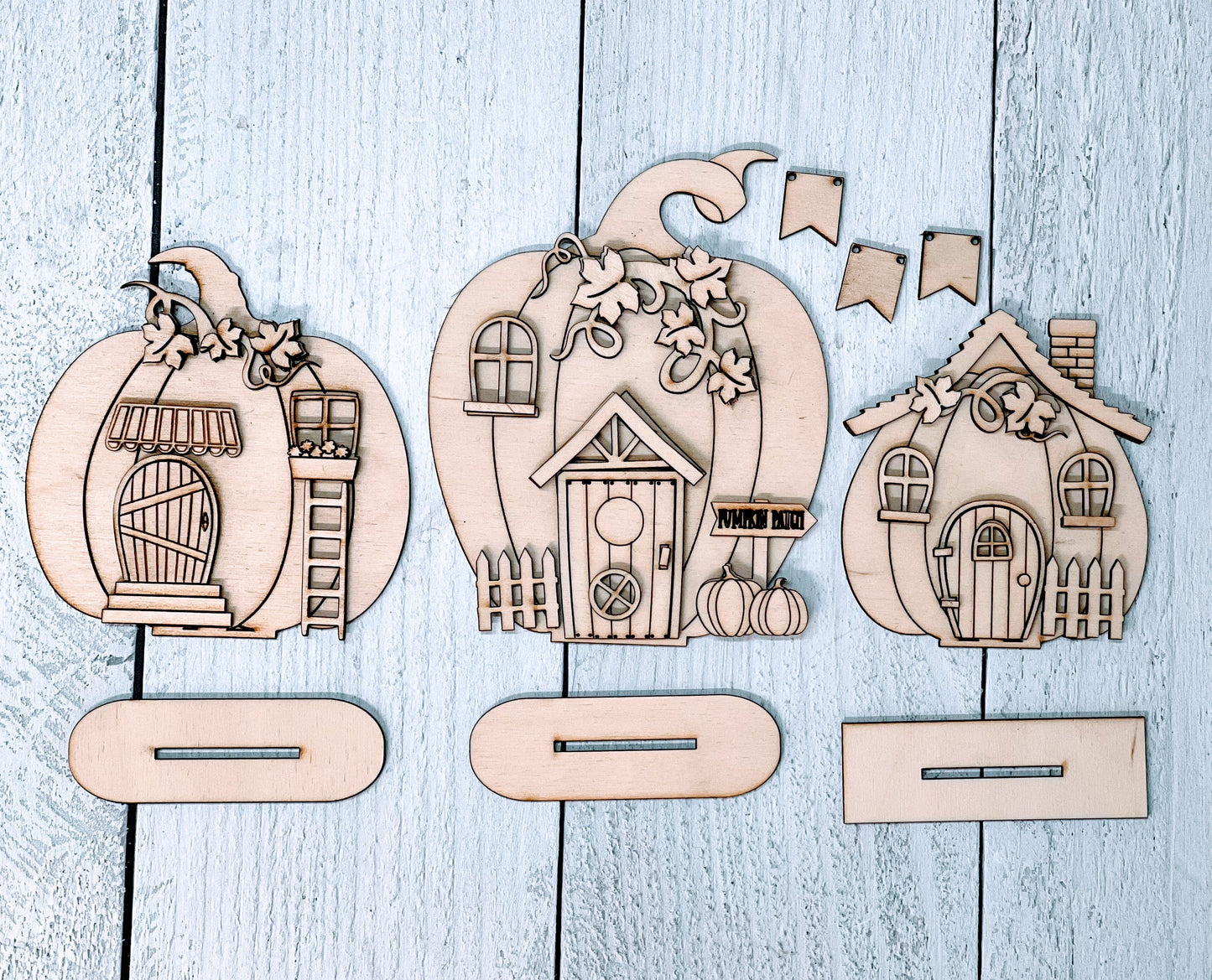 Wood Blanks Pumpkin Houses