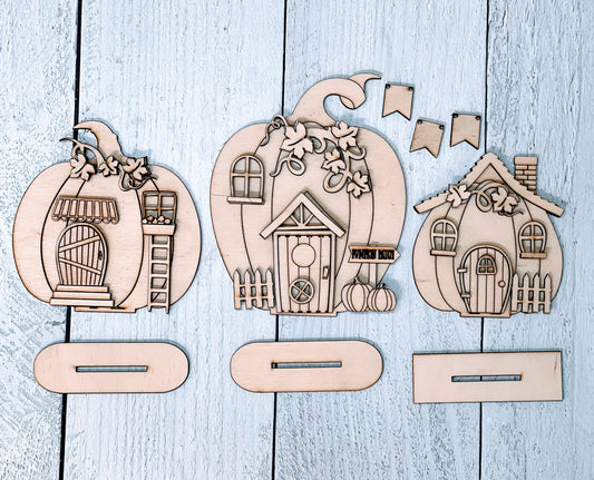 Wood Blanks Pumpkin Houses