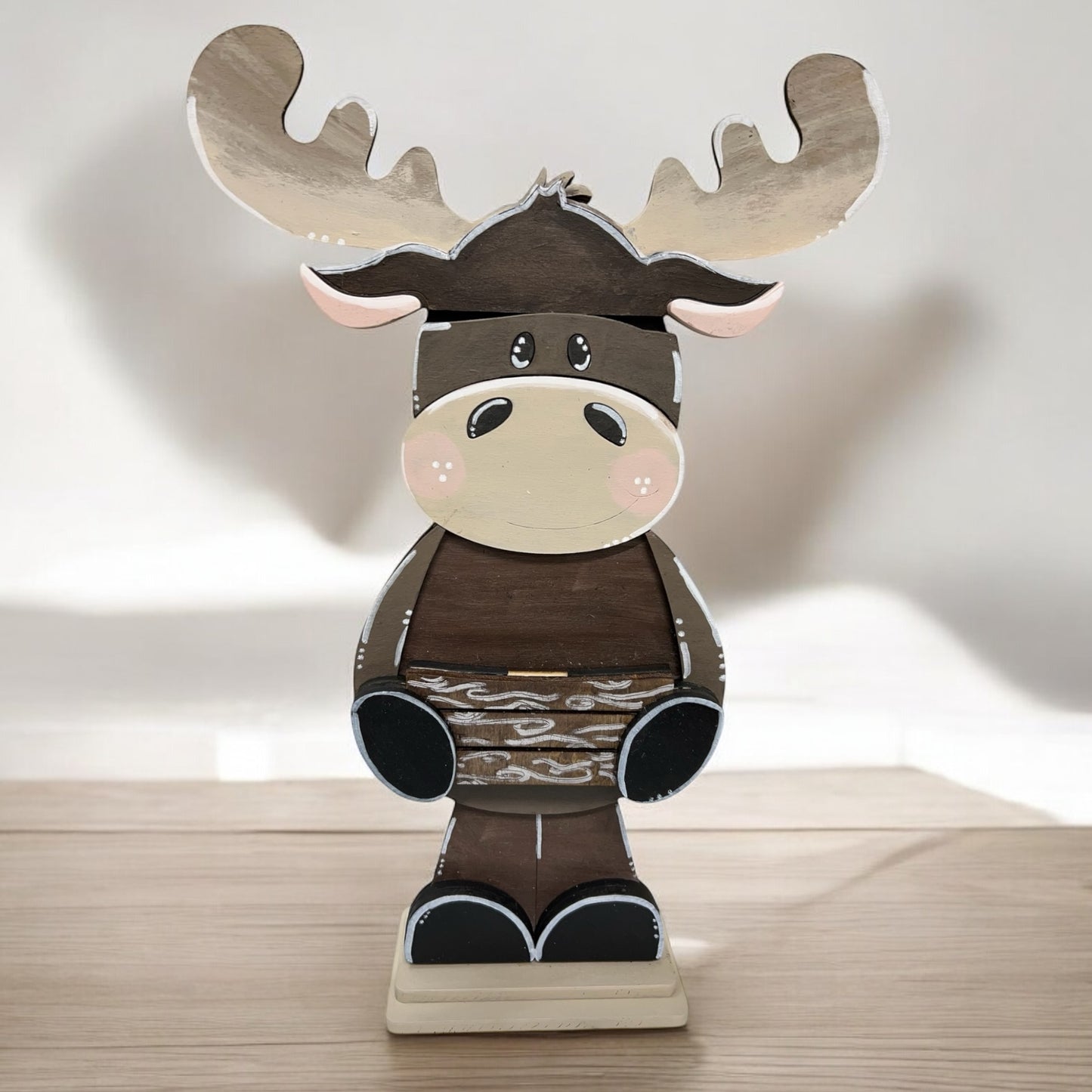 Standing Moose With Interchangeable Hat And Basket Insert